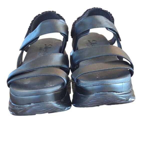 Skechers Cloud Ultra Platform Sandals 10 Black Chunky Strappy Comfort Shoe - Picture 9 of 16